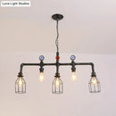 GobekUsa Industrial Metal Island Lighting with 5 Lights, Suspension Light in Black: Pipe and Gauge Design with Cage