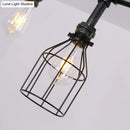 GobekUsa Industrial Metal Island Lighting with 5 Lights, Suspension Light in Black: Pipe and Gauge Design with Cage
