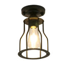Industrial black geometric cage flush mount ceiling light bedroom by Decorbites