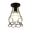 Industrial black geometric cage flush mount ceiling light bedroom by Decorbites