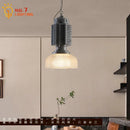 GobekUsa Glass Chrome Pendant Light LED E27 Iron Art Decor for Restaurant Café