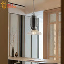GobekUsa Glass Chrome Pendant Light LED E27 Iron Art Decor for Restaurant Café