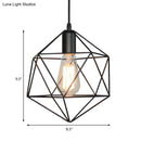 GobekUsa Industrial Black/Gold Geometric Cage Pendant Light - Metal Hanging Lamp for Kitchen Island
