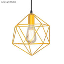 GobekUsa Industrial Black/Gold Geometric Cage Pendant Light - Metal Hanging Lamp for Kitchen Island