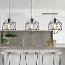 GobekUsa Industrial Black/Gold Geometric Cage Pendant Light - Metal Hanging Lamp for Kitchen Island