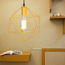 GobekUsa Industrial Black/Gold Geometric Cage Pendant Light - Metal Hanging Lamp for Kitchen Island