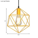 GobekUsa Industrial Black/Gold Geometric Cage Pendant Light - Metal Hanging Lamp for Kitchen Island