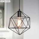 GobekUsa Industrial Black/Gold Geometric Cage Pendant Light - Metal Hanging Lamp for Kitchen Island