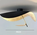 GobekUsa Lederam Manta Pendant: Industrial Black & Gold Ceiling Light with Lotus Leaf Design