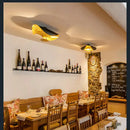 GobekUsa Lederam Manta Pendant: Industrial Black & Gold Ceiling Light with Lotus Leaf Design
