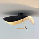 GobekUsa Lederam Manta Pendant: Industrial Black & Gold Ceiling Light with Lotus Leaf Design