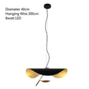 GobekUsa Lederam Manta Pendant: Industrial Black & Gold Ceiling Light with Lotus Leaf Design