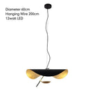 GobekUsa Lederam Manta Pendant: Industrial Black & Gold Ceiling Light with Lotus Leaf Design