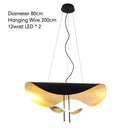 GobekUsa Lederam Manta Pendant: Industrial Black & Gold Ceiling Light with Lotus Leaf Design