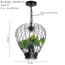 GobekUsa Green Planting Birdcage Chandelier: Retro Industrial Style Pendant Lamp