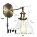 GobekUsa Black Iron LED Wall Lights Industrial Pull Chain Switch Bedroom Dining Room Loft