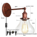GobekUsa Black Iron LED Wall Lights Industrial Pull Chain Switch Bedroom Dining Room Loft