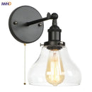 GobekUsa Black Iron LED Wall Lights Industrial Pull Chain Switch Bedroom Dining Room Loft