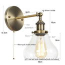 GobekUsa Black Iron LED Wall Lights Industrial Pull Chain Switch Bedroom Dining Room Loft