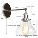 GobekUsa Black Iron LED Wall Lights Industrial Pull Chain Switch Bedroom Dining Room Loft