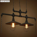 GobekUsa Rustic Iron Saucer Pendant Lamp with Cage Guard - Island Lighting for Dining Room - Black