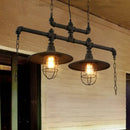 GobekUsa Rustic Iron Saucer Pendant Lamp with Cage Guard - Island Lighting for Dining Room - Black