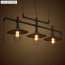 GobekUsa Rustic Iron Saucer Pendant Lamp with Cage Guard - Island Lighting for Dining Room - Black