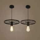 Industrial black iron wheel chandelier dining room pendant light by Decorbites