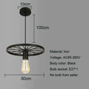 Industrial black iron wheel chandelier dining room pendant light by Decorbites