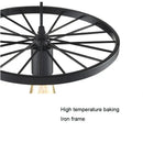 Industrial black iron wheel chandelier dining room pendant light by Decorbites