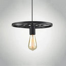 Industrial black iron wheel chandelier dining room pendant light by Decorbites