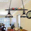 GobekUsa Rustic Black Island Pendant Light Kit: Clear Glass Dome, 2/3-Light, with Multi-Color Balls