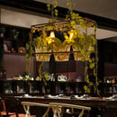 GobekUsa Iron Industrial 2-Head Black Island Pendant Light with Potted Plant - Rectangular Design