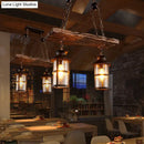 GobekUsa Industrial Lantern Pendant Light with Clear Glass, Wood Decoration, and Cage Design - 2/3 Lights - Black