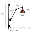 GobekUsa Gras BL Wall Lamp: Adjustable Chrome Long Arm Reading Light