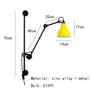 GobekUsa Gras BL Wall Lamp: Adjustable Chrome Long Arm Reading Light