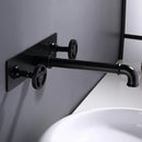 GobekUsa Black Wall Mounted Dual Handle Basin Faucet Industrial Style Mixer Tap