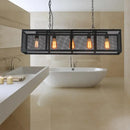 GobekUsa Industrial Mesh Shade Pendant Light with 5 Black Iron Heads for Dining Room Island