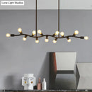 GobekUsa Wavy Iron Ceiling Pendant: Modern 13-Head Black Hanging Light for Kitchen Island