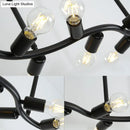 GobekUsa Wavy Iron Ceiling Pendant: Modern 13-Head Black Hanging Light for Kitchen Island