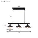 GobekUsa Industrial Metal Barn Shade Dining Room Chandelier with 3 Black Hanging Light Bulbs