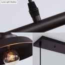 GobekUsa Industrial Metal Barn Shade Dining Room Chandelier with 3 Black Hanging Light Bulbs