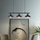GobekUsa Industrial Metal Barn Shade Dining Room Chandelier with 3 Black Hanging Light Bulbs