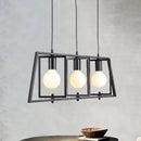 GobekUsa Black Metal 3-Light Chandelier for Dining Room with Exposed Bulbs - Simple Island Lighting