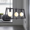 GobekUsa Black Metal 3-Light Chandelier for Dining Room with Exposed Bulbs - Simple Island Lighting