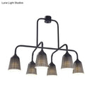 GobekUsa Industrial Black Metal Pendant Light with 6 Mesh Bell Shades and Island Style