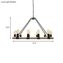 GobekUsa 10 Bulbs Chandelier Lighting - Loft Style Rectangular Frame Pendant with Black Metal & Rope Detail