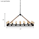 GobekUsa 10 Bulbs Chandelier Lighting - Loft Style Rectangular Frame Pendant with Black Metal & Rope Detail