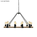 GobekUsa 10 Bulbs Chandelier Lighting - Loft Style Rectangular Frame Pendant with Black Metal & Rope Detail