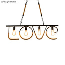 GobekUsa Industrial Metal and Rope Island Lamp with LOVE Design, 4 Bulbs, Beige Finish